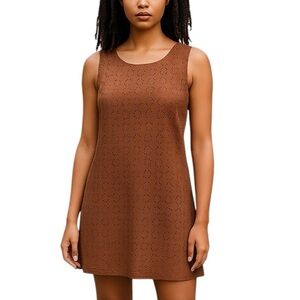 Maurice’s Boho Brown Suede Lasercut Sheath Dress Grunge Funky Y2K Small